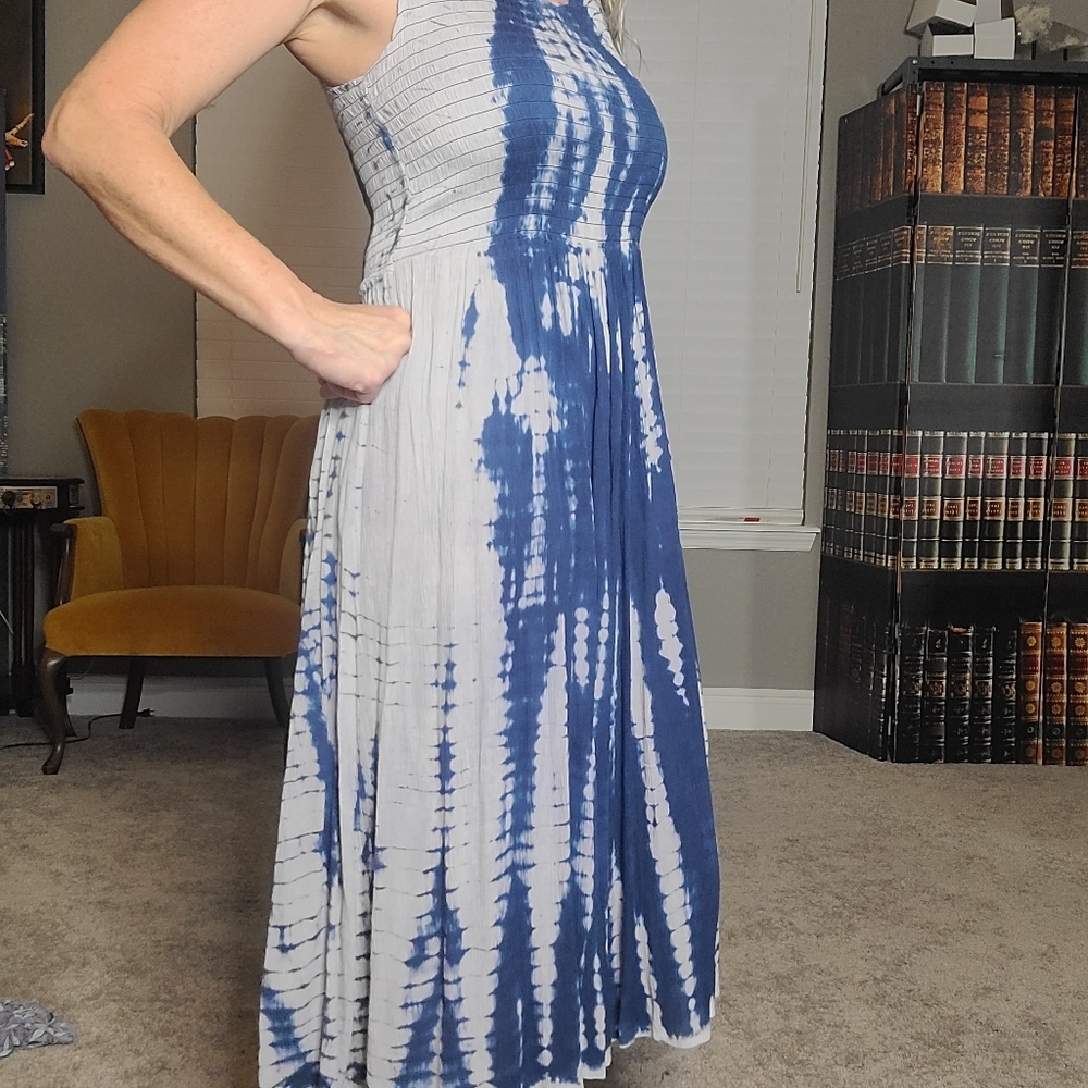 Womens Blue White Tie Dye Dress S - Picture 3 of 7